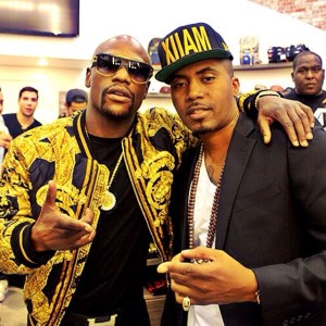 Floyd Mayweather showing love @ Nas grand opening party for ‪#‎12amrun